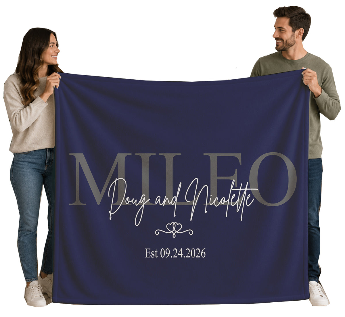 Personalized Wedding Name Blanket | Custom Last Name & Est. Date Throw