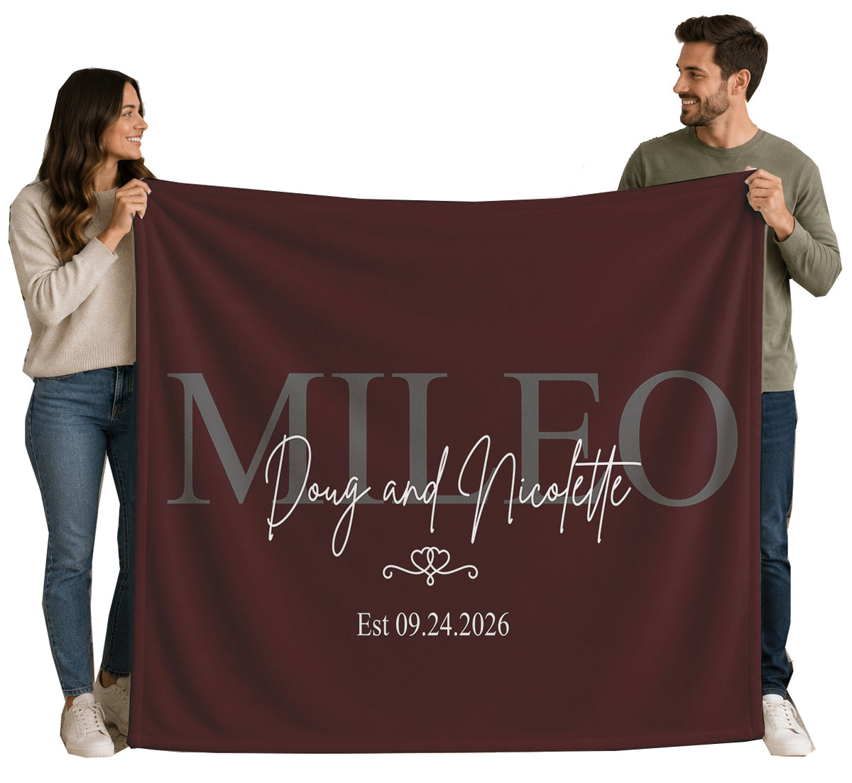 Personalized Wedding Name Blanket | Custom Last Name & Est. Date Throw
