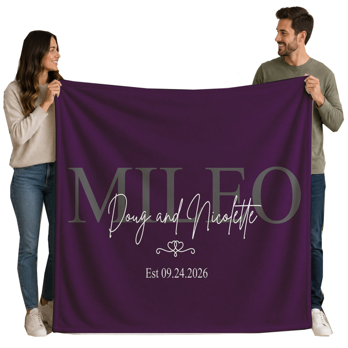Personalized Wedding Name Blanket | Custom Last Name & Est. Date Throw