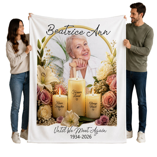 Personalized Memorial Until We Meet Again Photo Blanket