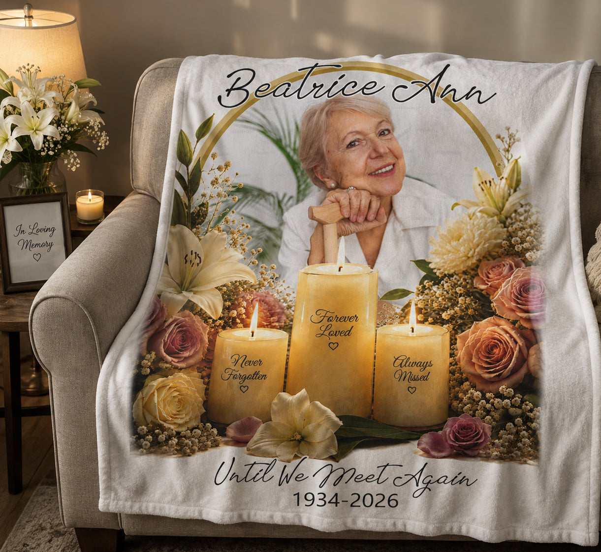 Personalized Memorial Until We Meet Again Photo Blanket