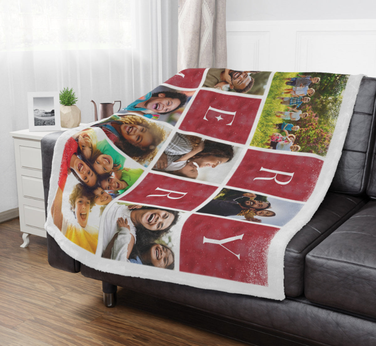 Personalized Merry Christmas Photo Collage Blanket – Custom Family Photo Throw