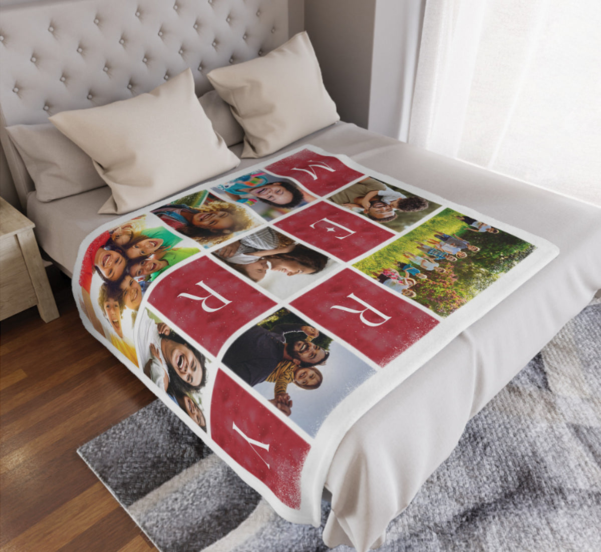 Personalized Merry Christmas Photo Collage Blanket – Custom Family Photo Throw