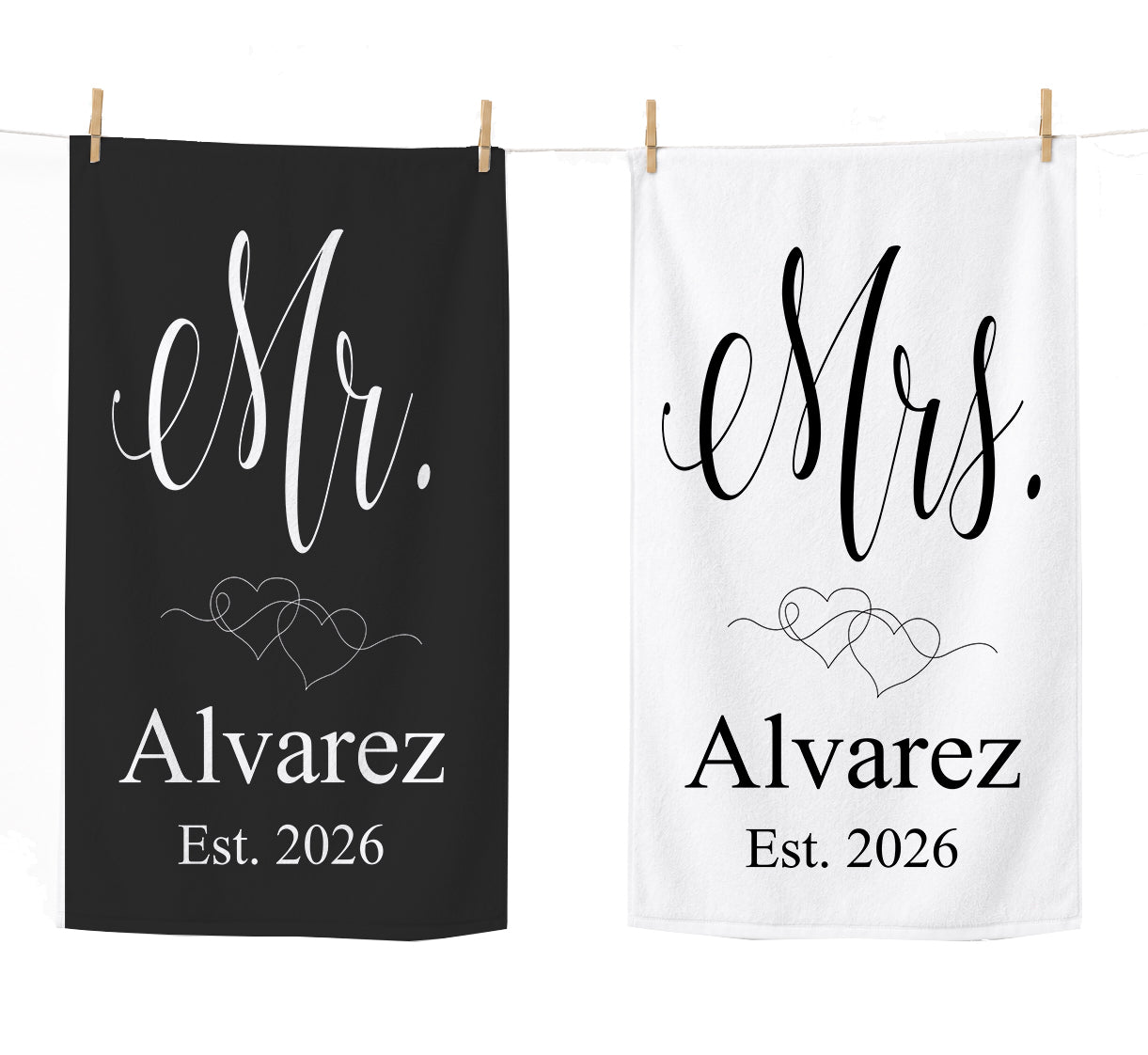 Personalized Mr and Mrs Beach Towel Set  | Honeymoon Gift