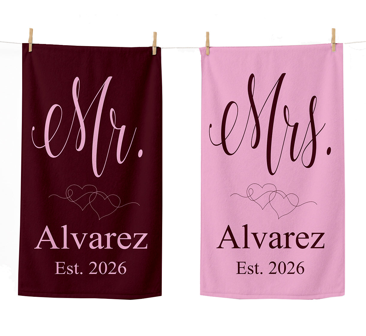 Personalized Mr and Mrs Beach Towel Set  | Honeymoon Gift