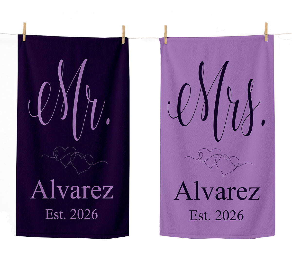 Personalized Mr and Mrs Beach Towel Set  | Honeymoon Gift