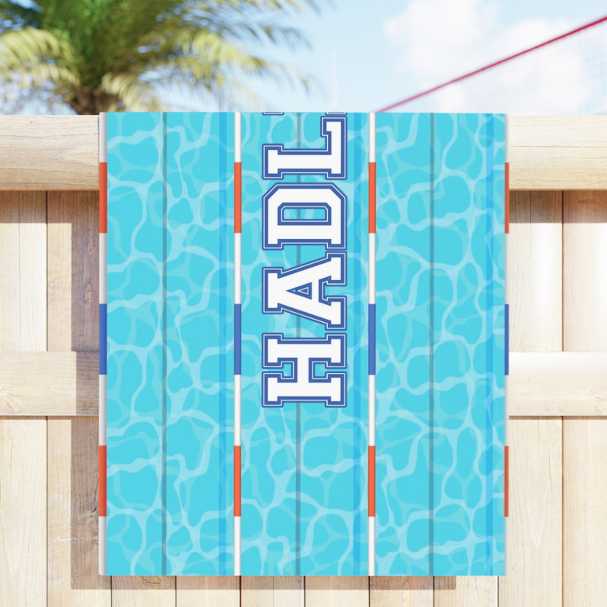 Personalized Swim Lane Towel with Name, Custom Olympia Pool Beach Towel, Swimmer Gift