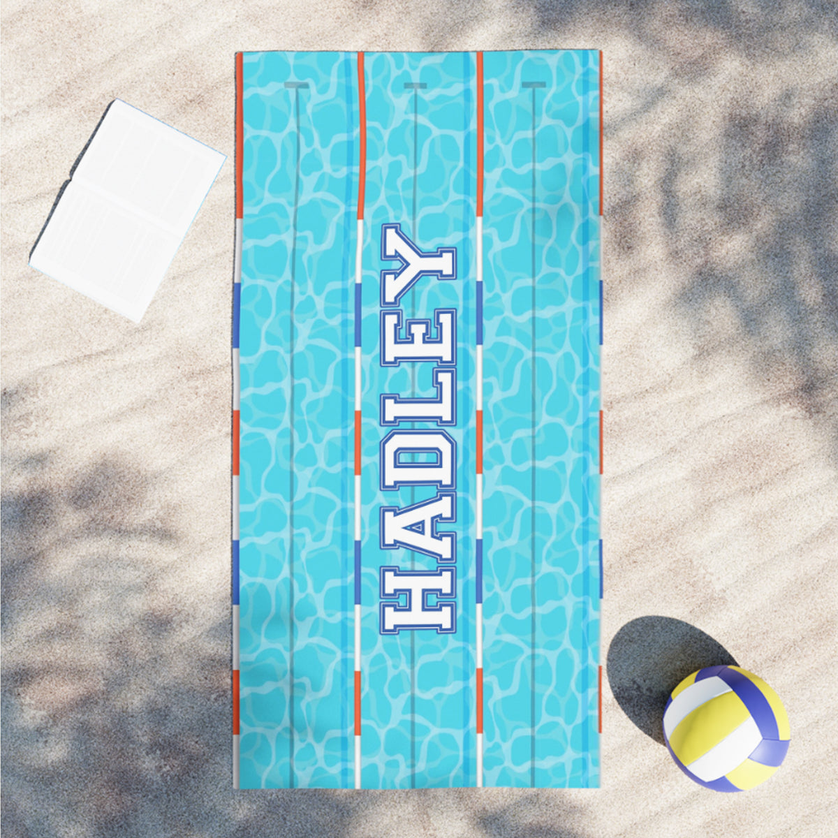 Personalized Swim Lane Towel with Name, Custom Olympia Pool Beach Towel, Swimmer Gift