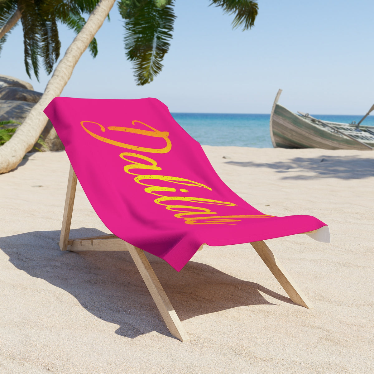 Personalized Script Name Beach Towel | Custom Gold Foil Style Towel