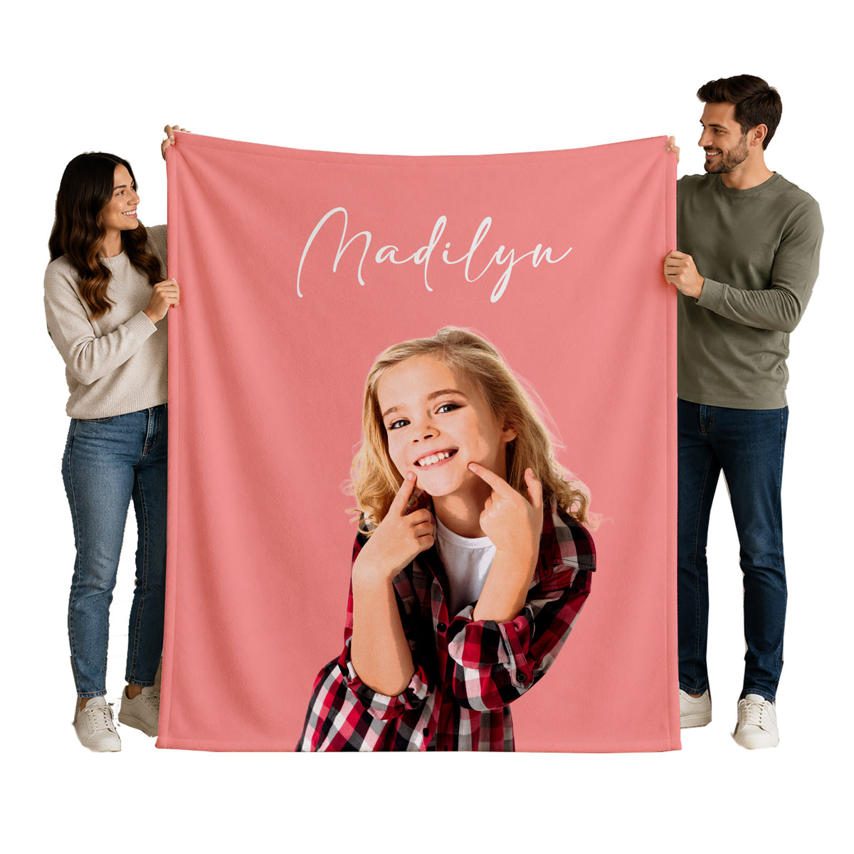 Custom Vectorized Portrait Blanket from YOUR Photo, Personalized Gift for Couples, Pets & Sports Fans