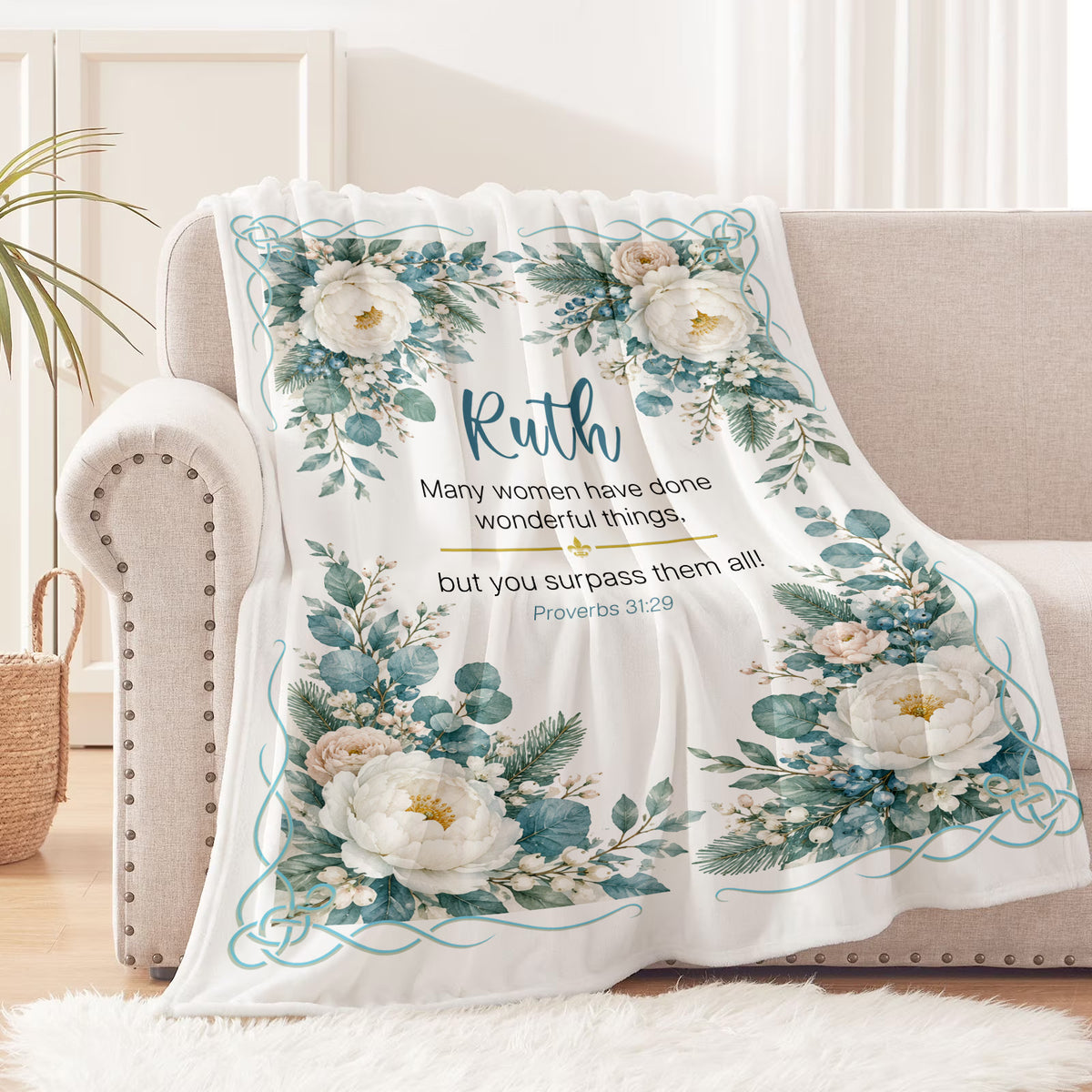 Personalized Proverbs 31 Name Blanket, Christian Gift for Her