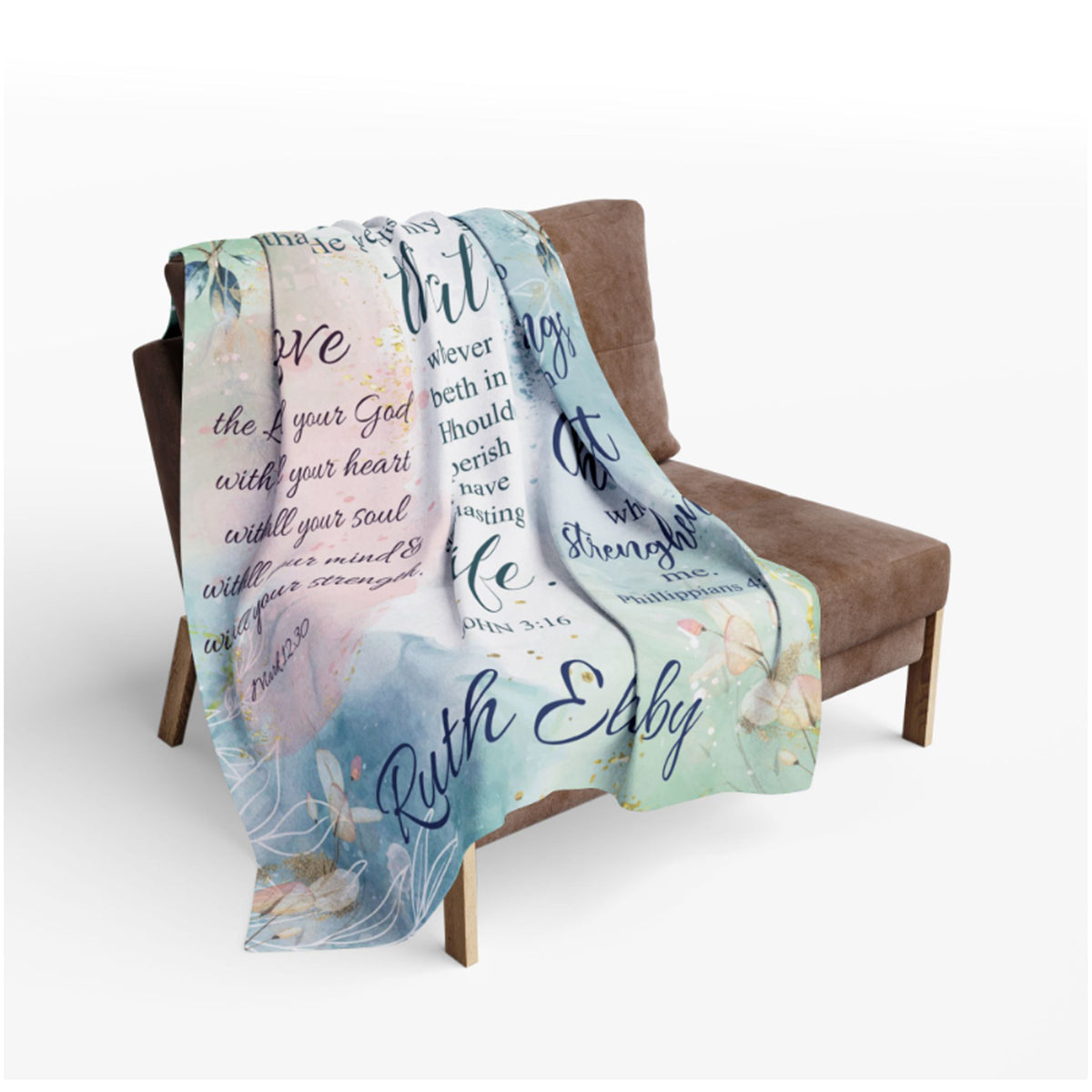 Personalized Bible Verse Scripture Blanket, John 3:16 Custom Name Throw, Christian Gift for Women