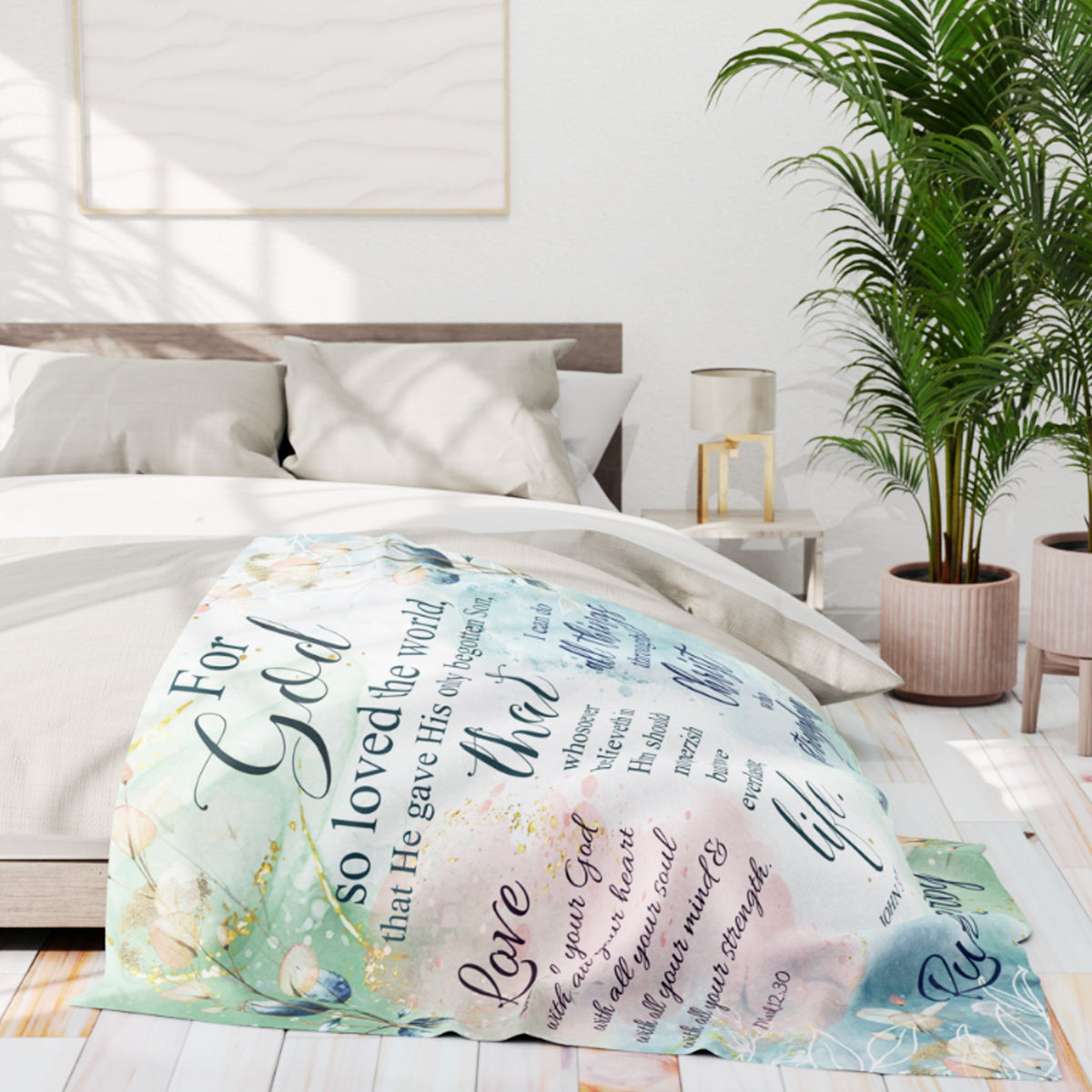 Personalized Bible Verse Scripture Blanket, John 3:16 Custom Name Throw, Christian Gift for Women