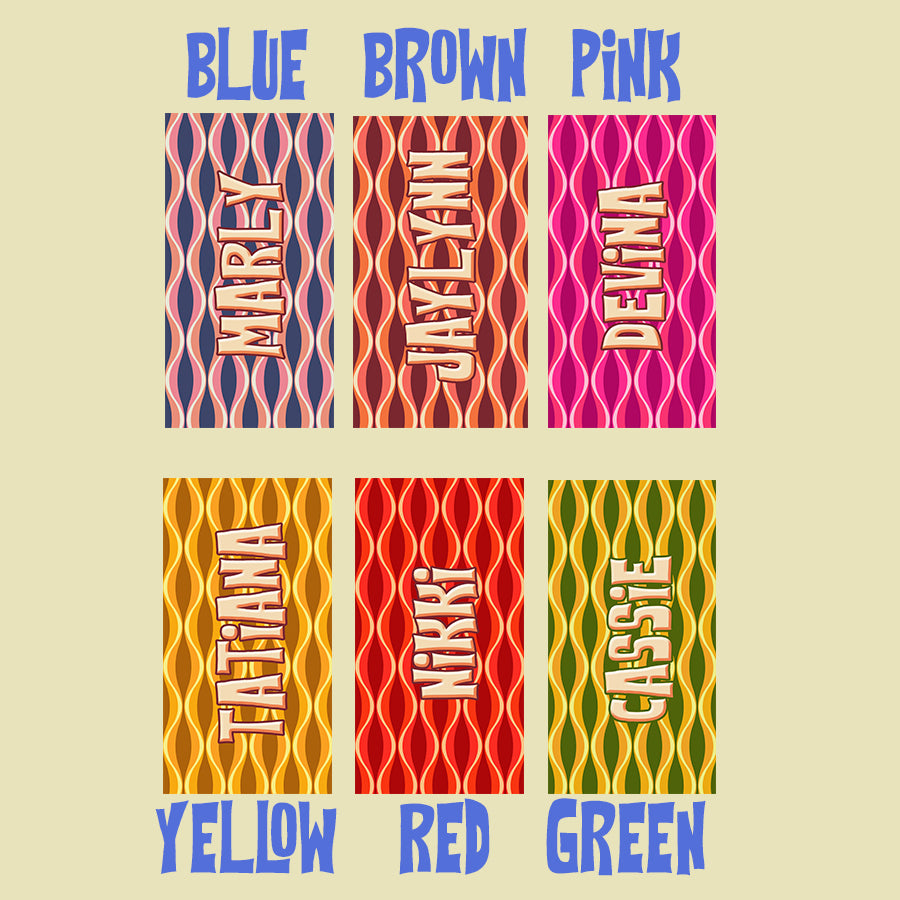 Personalized Retro Wavy Stripe Beach Towel | Custom Name 70s Wave Design