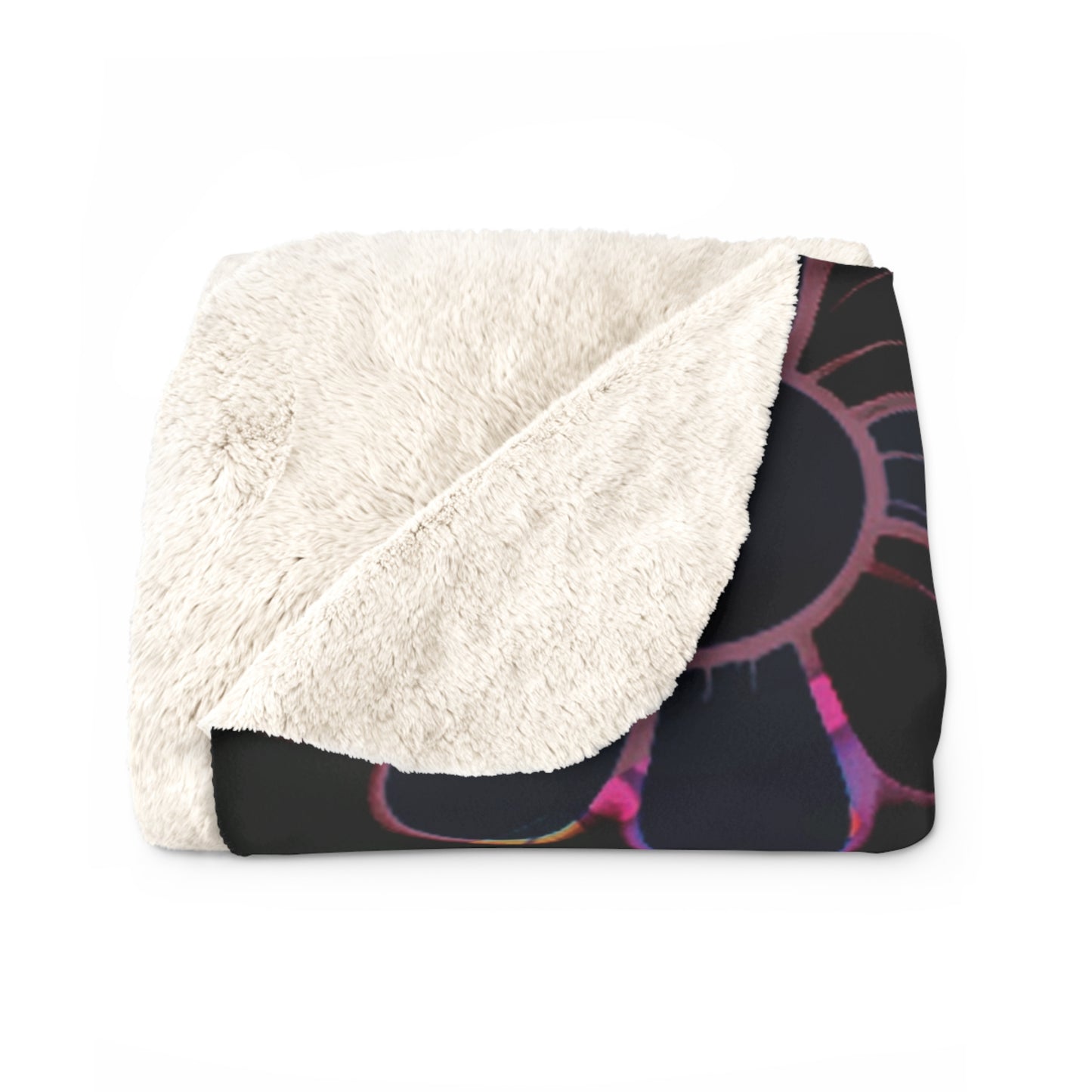 Personalized Retro  Neon Electric Floral Design with Name Blanket