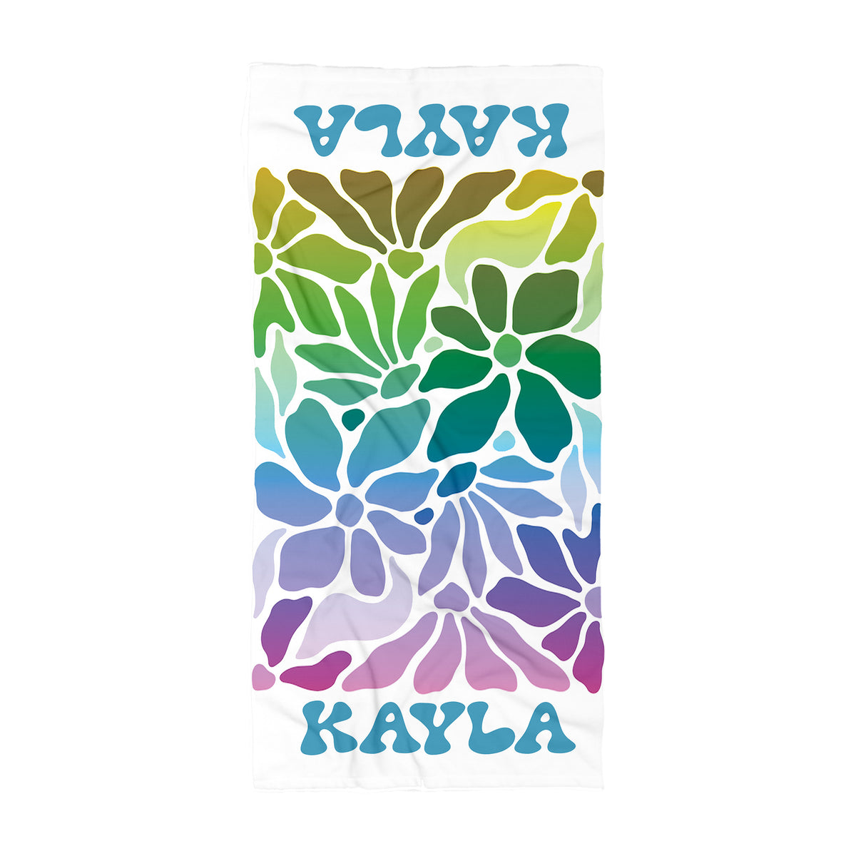 Personalized Retro Floral Beach Towel | Custom Name Wildflower Design