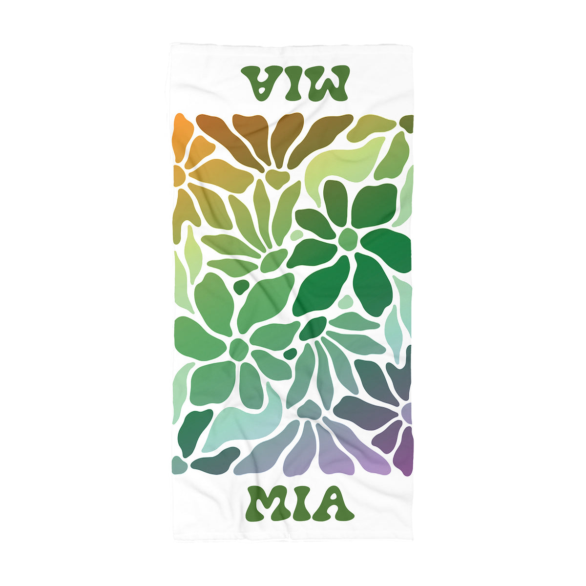 Personalized Retro Floral Beach Towel | Custom Name Wildflower Design
