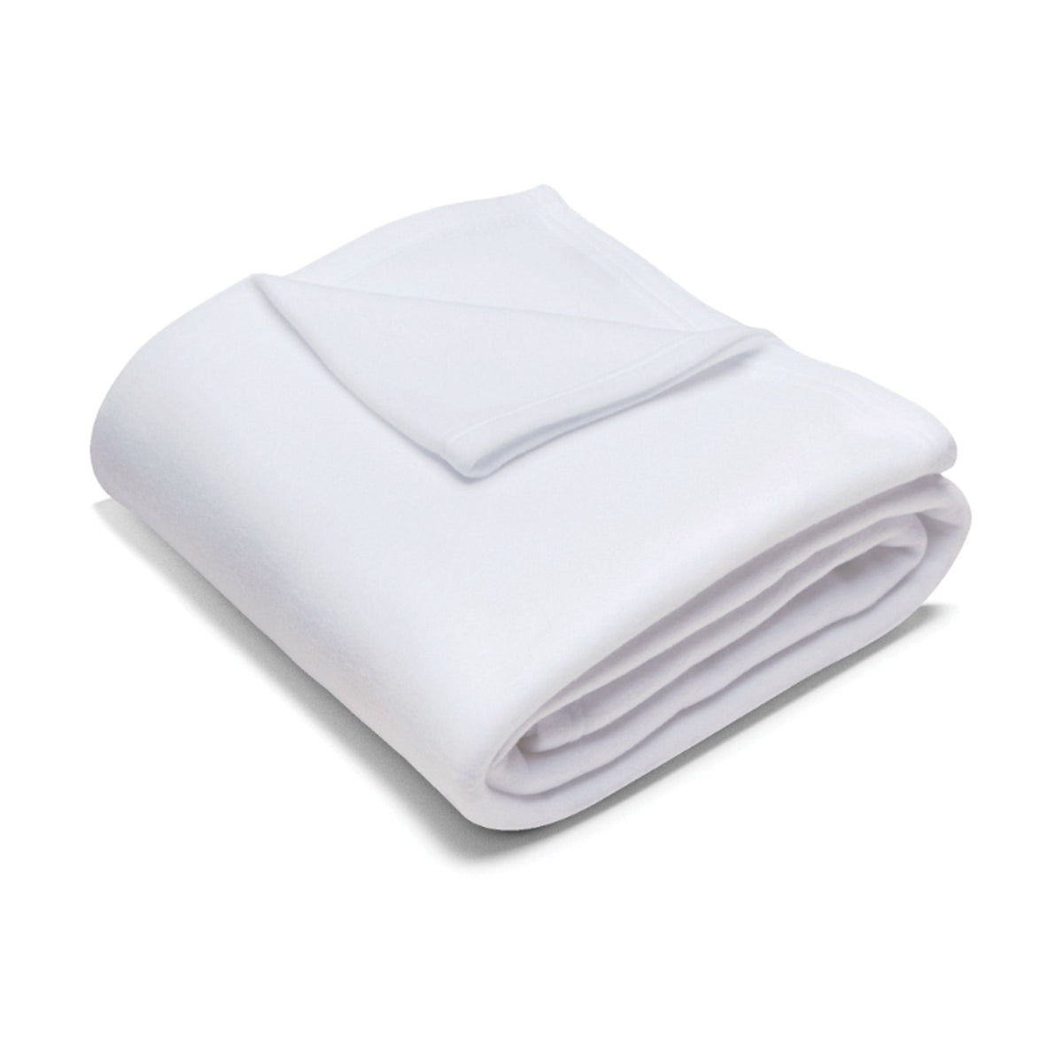 A folded white cotton blanket or throw with a matching square pillowcase, shown on a clean white background.