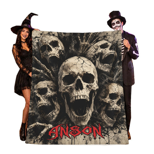 Personalized Halloween Screaming Skulls Blanket