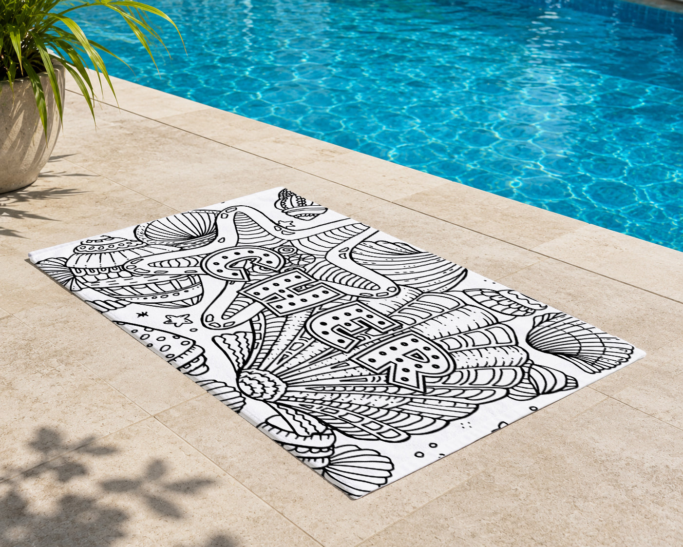 Personalized Color Your Own Beach Towel | Custom Seashell Design