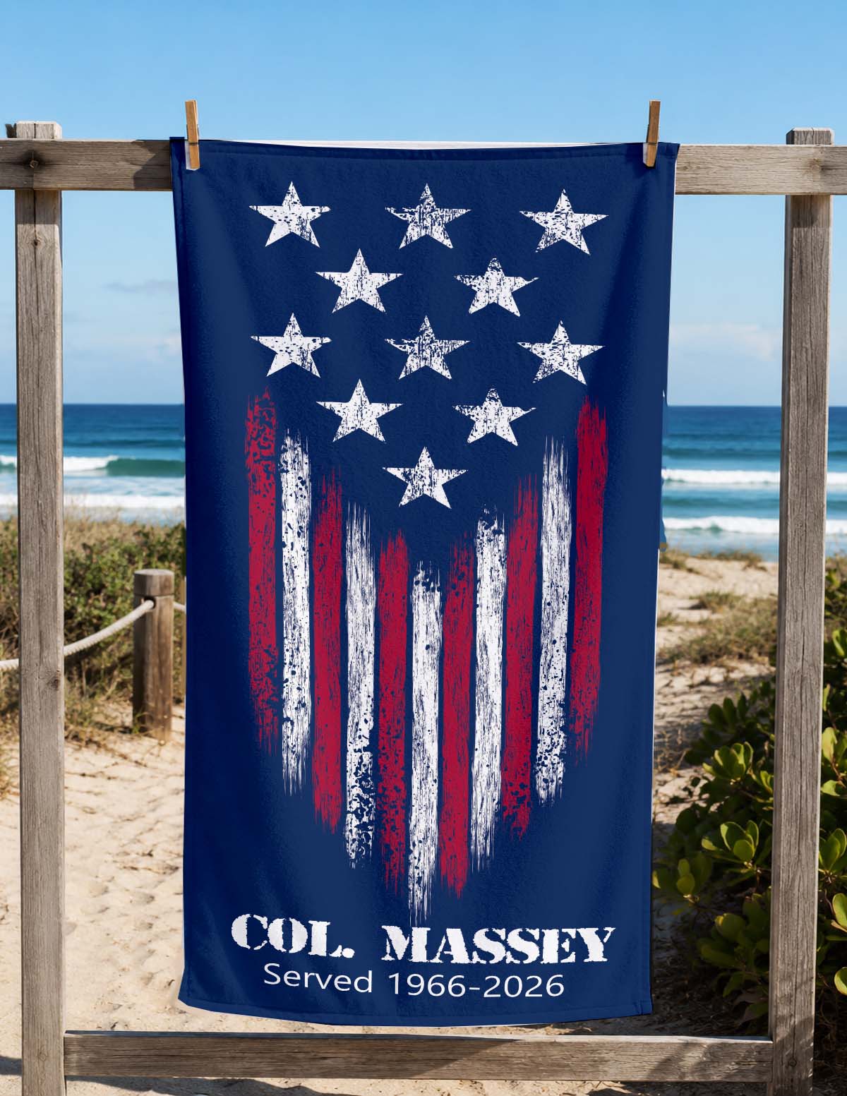 Personalized Military Service Towel | Custom Rank & Name Flag Design