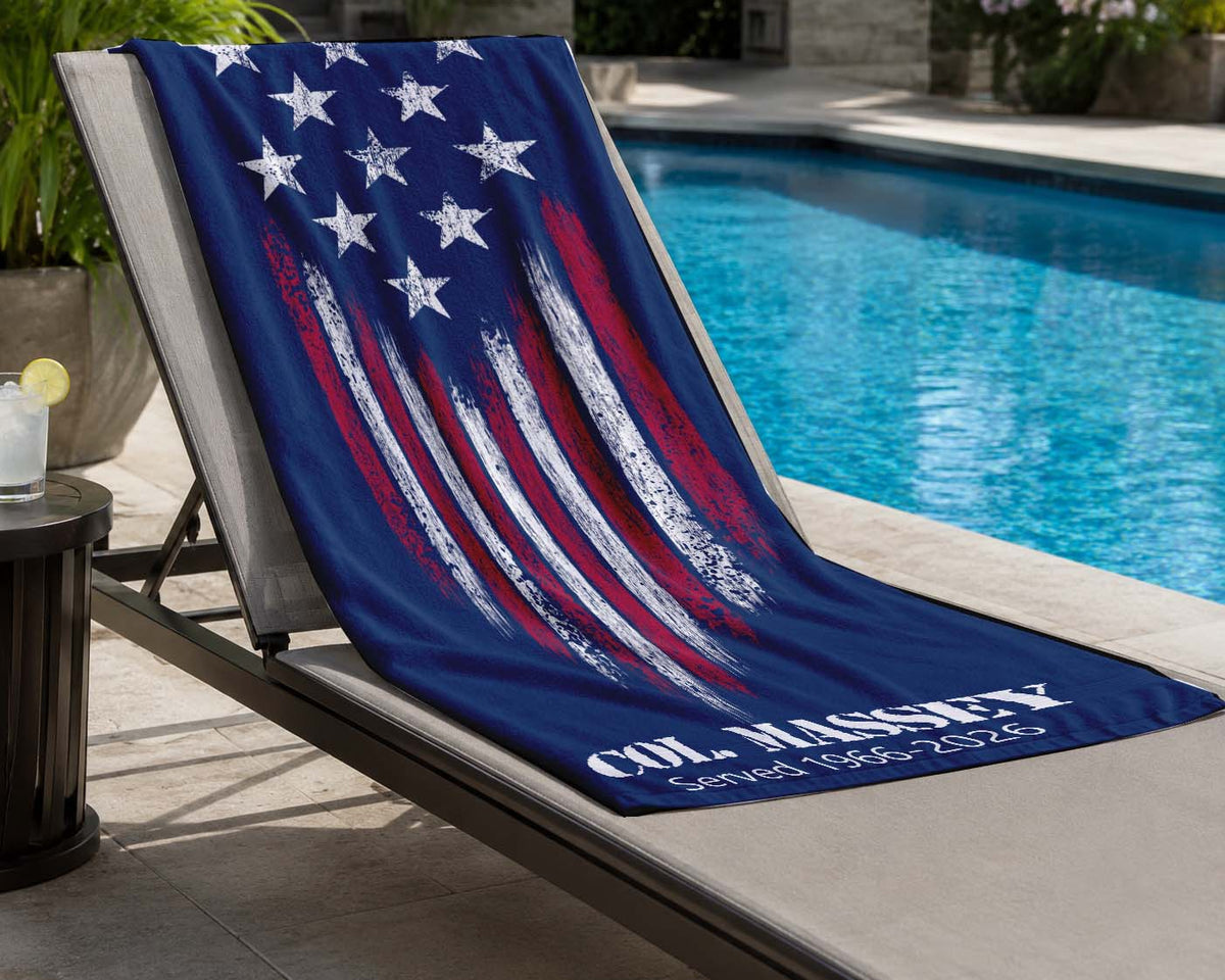 Personalized Military Service Towel | Custom Rank & Name Flag Design