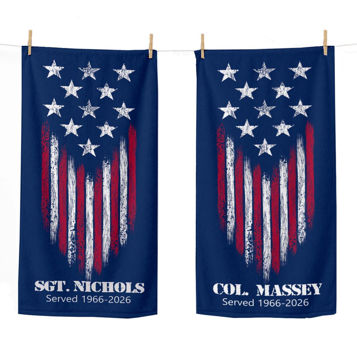 Personalized Military Service Towel | Custom Rank & Name Flag Design