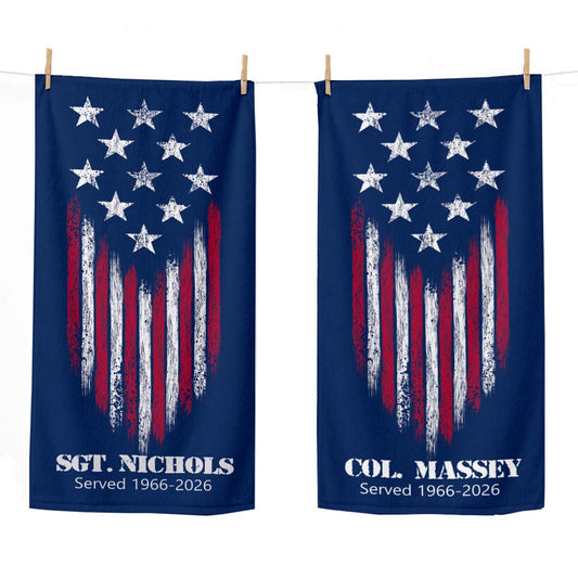 Personalized Military Service Towel | Custom Rank & Name Flag Design
