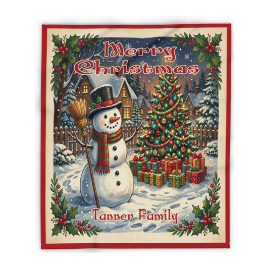 Personalized Vintage Snowman Holiday Throw