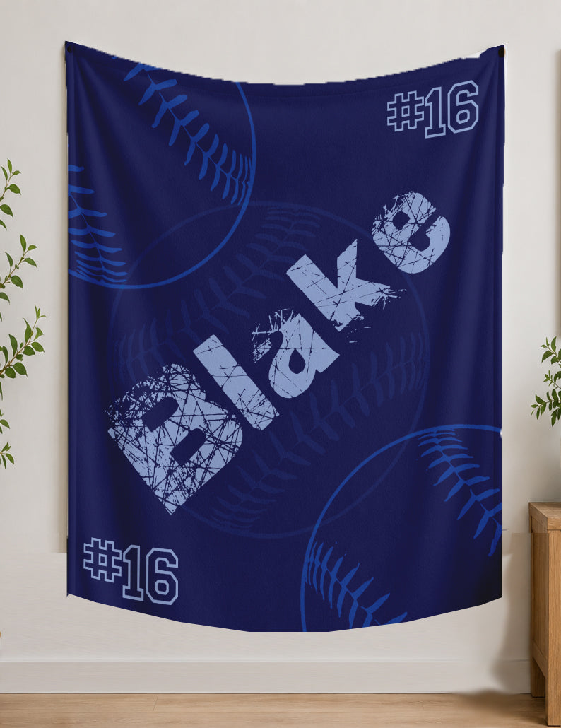 Personalized Sports Team Blanket with Custom Name and Number