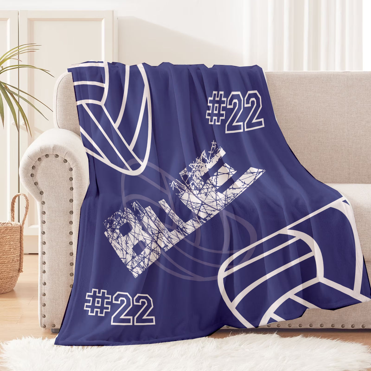 Personalized Sports Team Blanket with Custom Name and Number