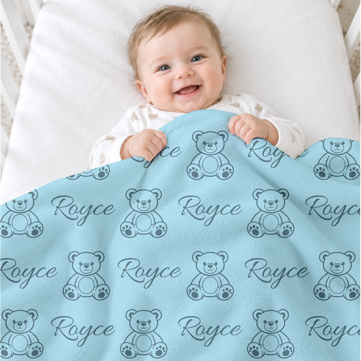 Personalized Teddy Bear Blanket with Name, Custom Baby Blanket for Boy or Girl, Newborn Gift,  Nursery Decor