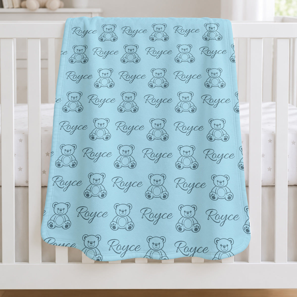 Personalized Teddy Bear Blanket with Name, Custom Baby Blanket for Boy or Girl, Newborn Gift,  Nursery Decor