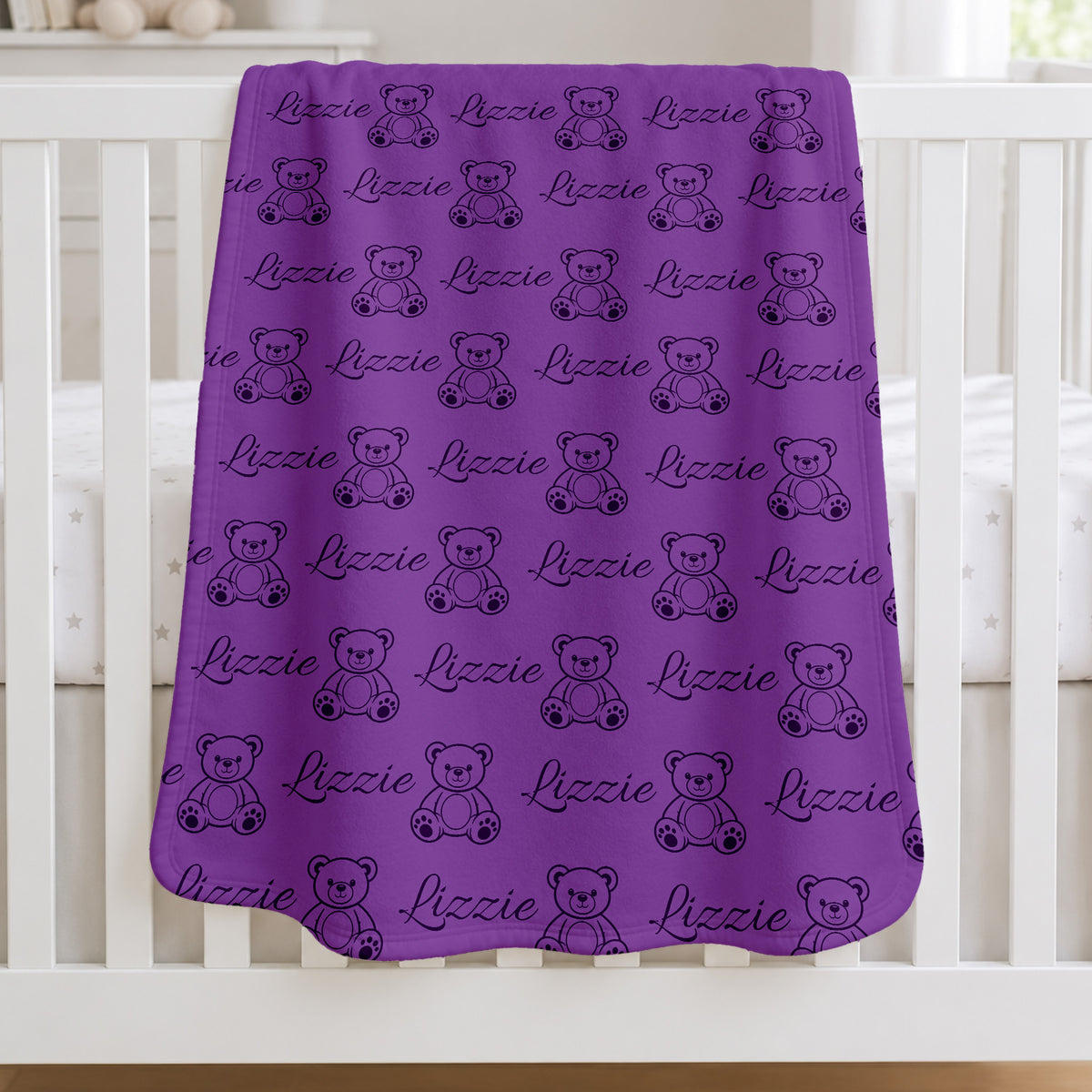 Personalized Teddy Bear Blanket with Name, Custom Baby Blanket for Boy or Girl, Newborn Gift,  Nursery Decor