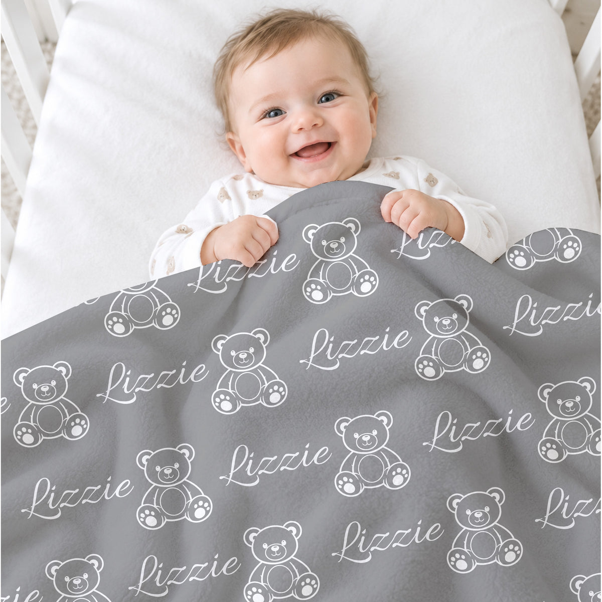 Personalized Teddy Bear Blanket with Name, Custom Baby Blanket for Boy or Girl, Newborn Gift,  Nursery Decor