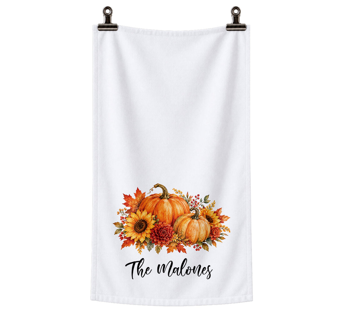 Personalized Fall Tea Towel | Custom Name Pumpkin Decor
