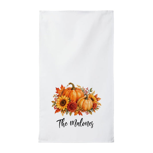 Personalized Fall Tea Towel | Custom Name Pumpkin Decor