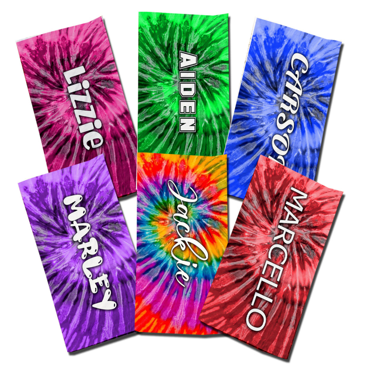 Personalized Kids Tie Dye Beach Towel | Custom Name