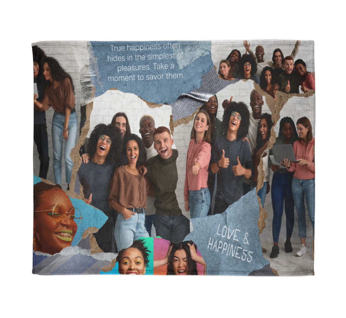 Custom Photo Collage Blanket | Personalized Torn Paper Design Throw
