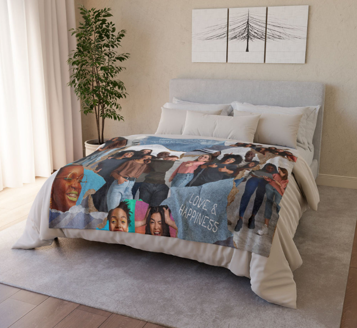 Custom Photo Collage Blanket | Personalized Torn Paper Design Throw