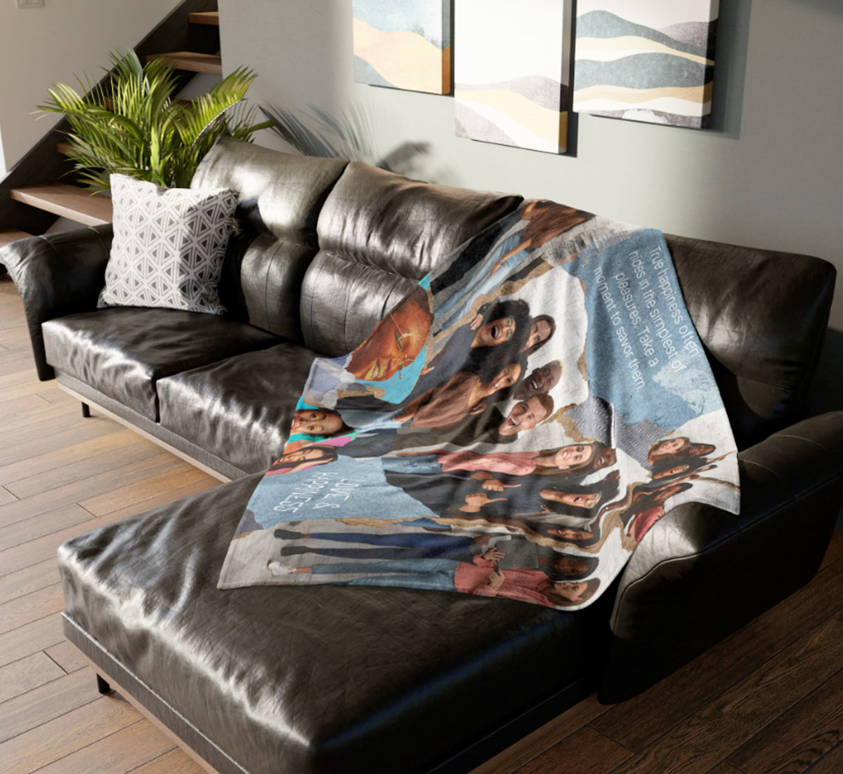 Custom Photo Collage Blanket | Personalized Torn Paper Design Throw