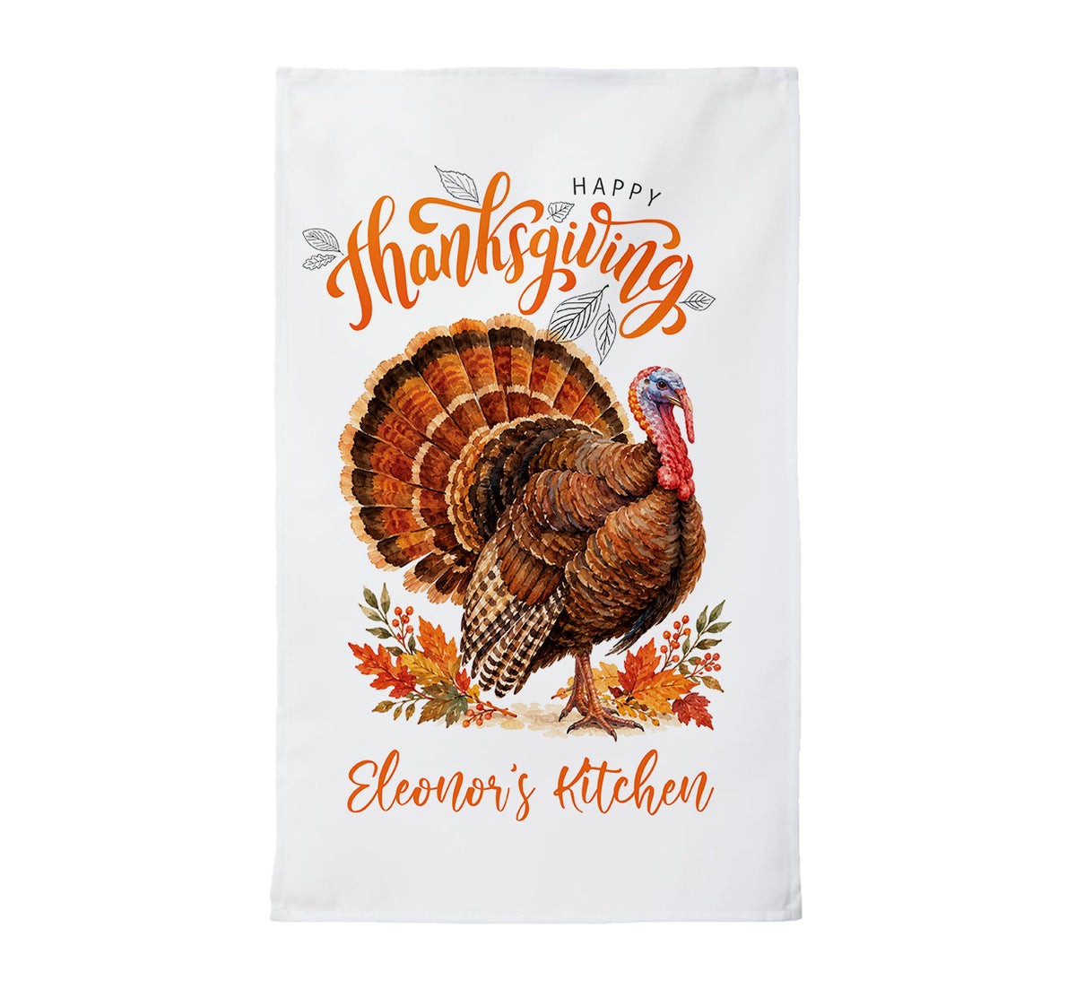 Personalized Thanksgiving Turkey Tea Towel – Custom Name Kitchen Towel