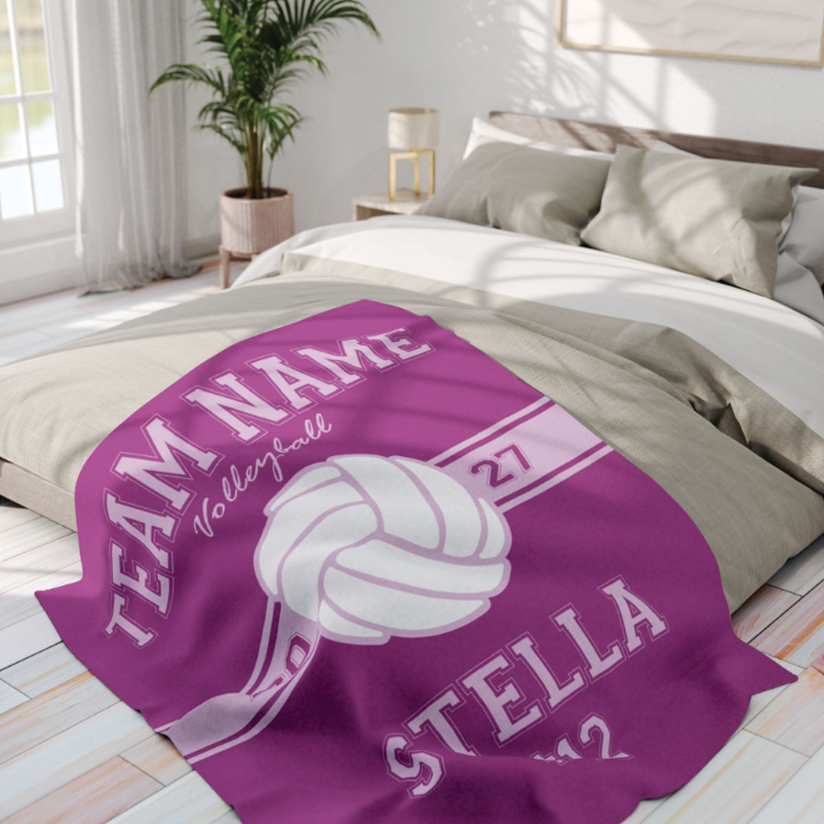 Personalized Volleyball Blanket with Name and Number, Gift for Girl Volleyball Players
