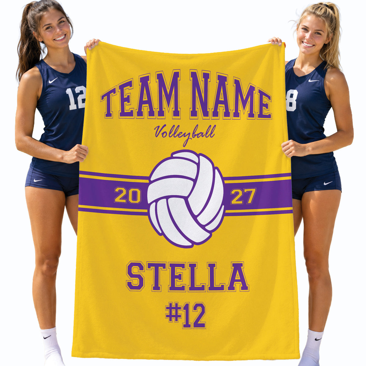 Personalized Volleyball Blanket with Name and Number, Gift for Girl Volleyball Players