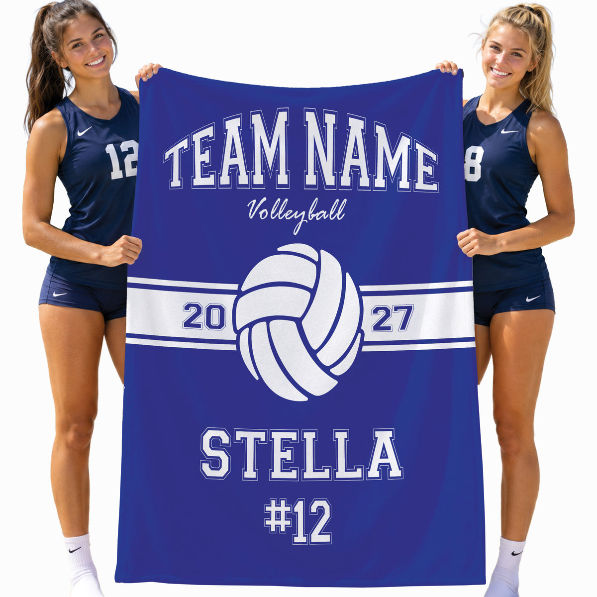 Personalized Volleyball Blanket with Name and Number, Gift for Girl Volleyball Players