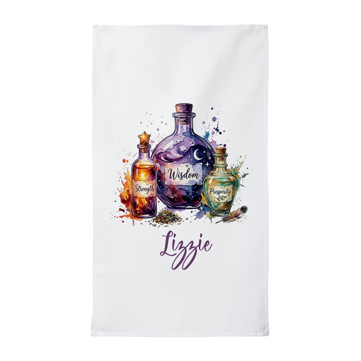 Personalized Halloween Potion Bottle Tea Towel – Custom Name, Font & Color