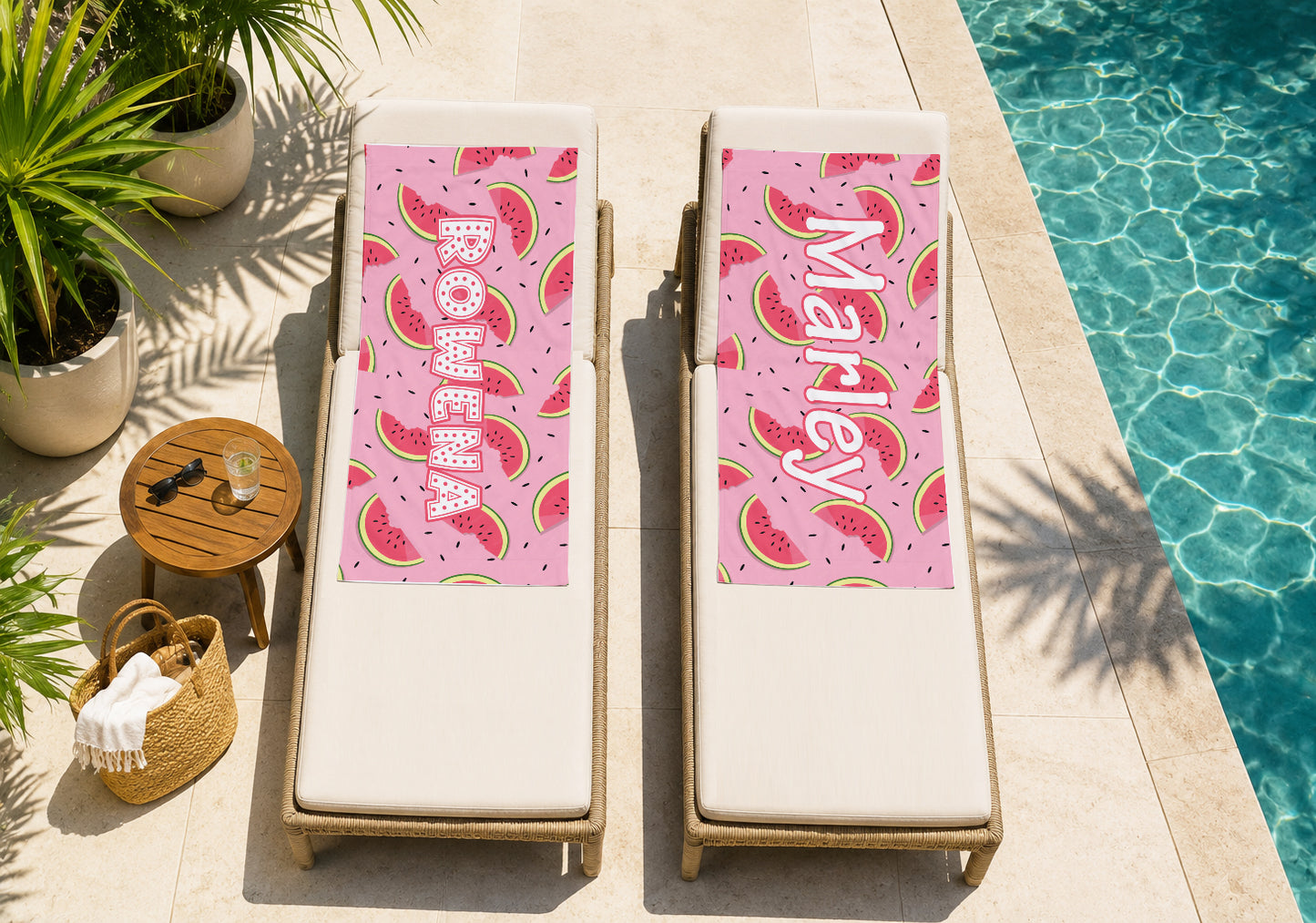 Personalized Watermelon Beach Towel | Custom Name Fruit Print Design