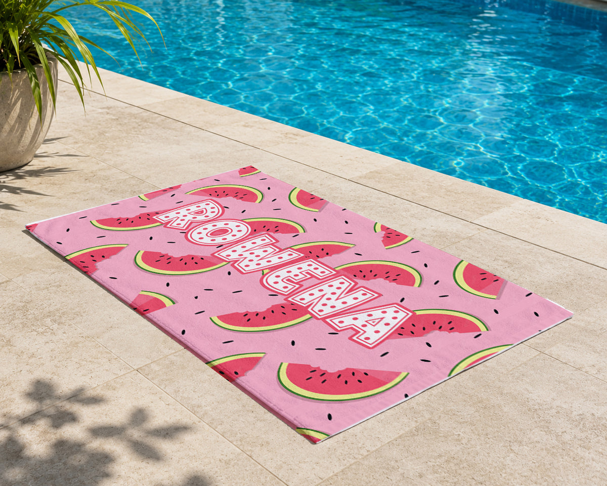 Personalized Watermelon Beach Towel | Custom Name Fruit Print Design