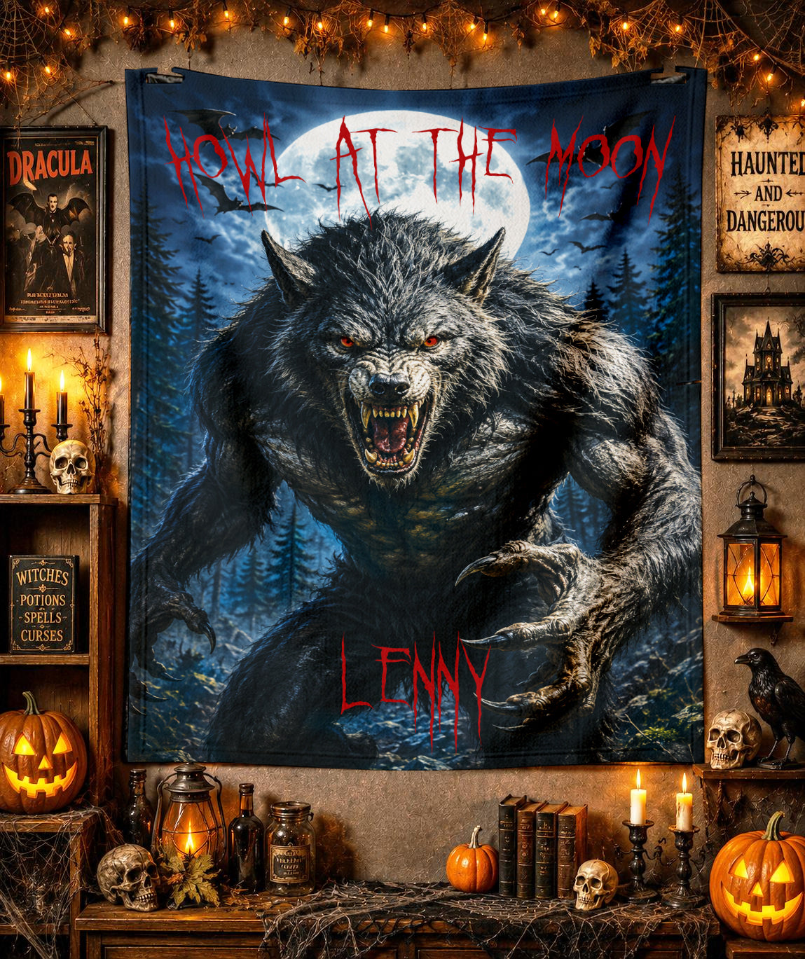 Personalized Werewolf Halloween Blanket