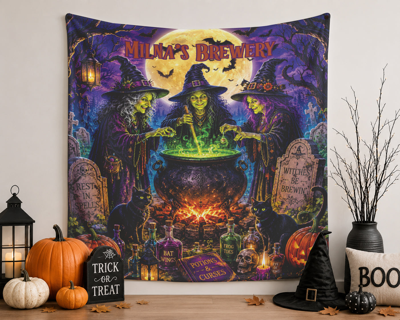 Personalized Witches Cauldron Brewing Potions Blanket